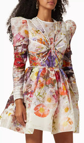 Langärmliges Minikleid mit Blumenmuster